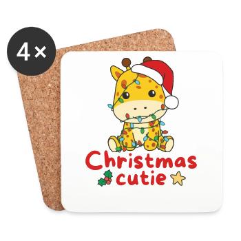 Giraffe Weihnachten Giraffen Christmas Cutie - Untersetzer (4er-Set) - Weiß - Vorne