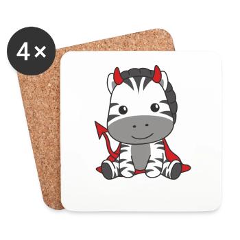 Zebra Happy Halloween Devil Costume - Dessous de verre (lot de 4) - blanc - Devant