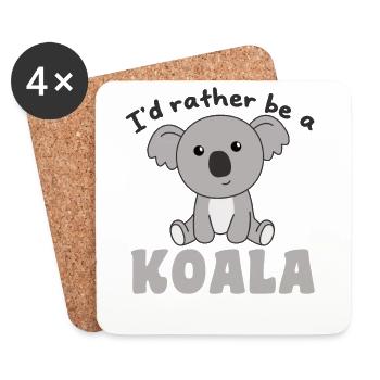 Je préfère être un koala - koala mignon - Dessous de verre (lot de 4) - blanc - Devant