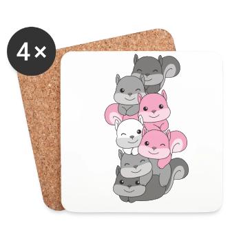 Demigirl Flag Pride LGBTQ Cute Squirrel - Coasters (set of 4) - white - Front