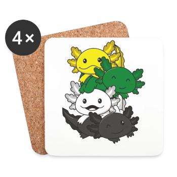 Skoliosexuell Flag Pride LGBTQ süßer Axolotl - Untersetzer (4er-Set) - Weiß - Vorne