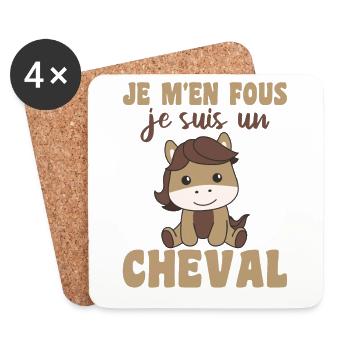 Je m'en fous je suis un cheval - süßes Pferd - Untersetzer (4er-Set) - Weiß - Vorne