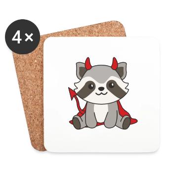Raccoon Happy Halloween Devil Costume - Coasters (set of 4) - white - Front