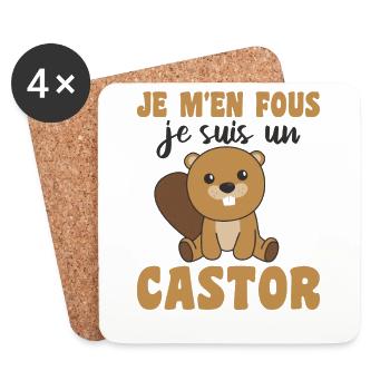 Je m'en fous je suis un castor - süßer Biber - Untersetzer (4er-Set) - Weiß - Vorne