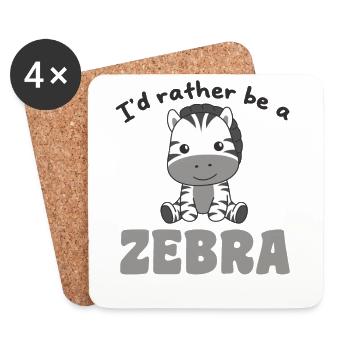 Ich wäre lieber ein Zebra - süßes Zebra - Untersetzer (4er-Set) - Weiß - Vorne