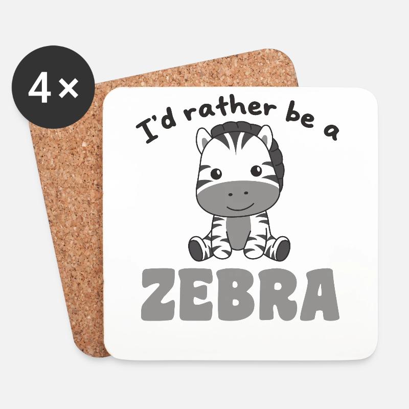 Ich wäre lieber ein Zebra - süßes Zebra - Untersetzer (4er-Set) - Weiß