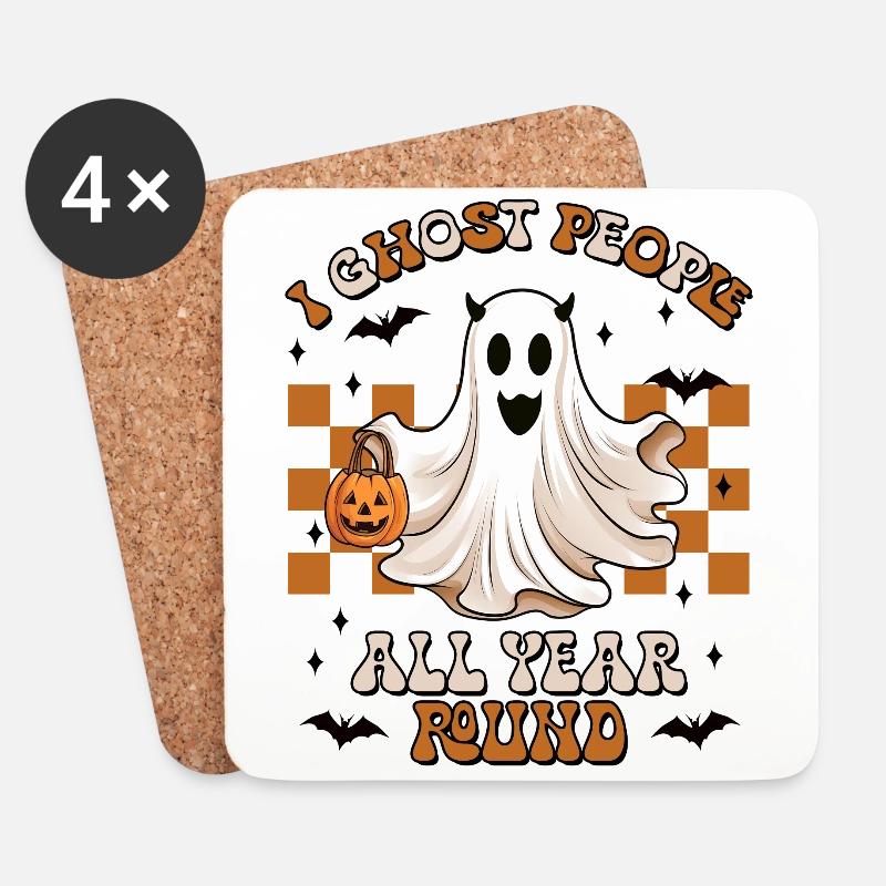 Halloween I Ghost People All Year Round - Untersetzer (4er-Set) - Weiß