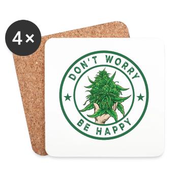 Cannabis Marijuana Weed Fumer - Dessous de verre (lot de 4) - blanc - Devant