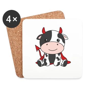 Costume de diable heureux d’Halloween de vache - Dessous de verre (lot de 4) - blanc - Devant