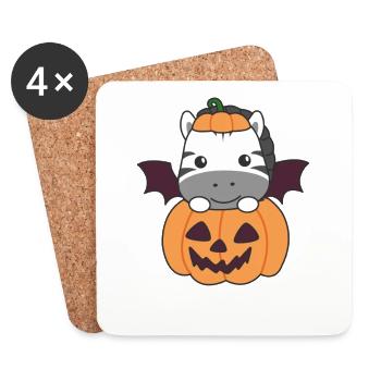 Zebra Happy Halloween Pumpkin Bat Costume - Dessous de verre (lot de 4) - blanc - Devant