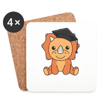 Enfants de la maternelle cloué Triceratops Graduation - Dessous de verre (lot de 4) - blanc - Devant