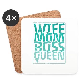 Wife Mom Chef Queen Mama Muttertag - Untersetzer (4er-Set) - Weiß - Vorne