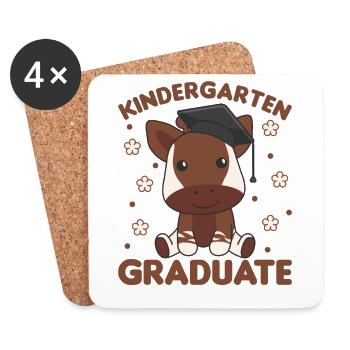 Kids Kindergarten graduate Okapi Graduation - Coasters (set of 4) - white - Front