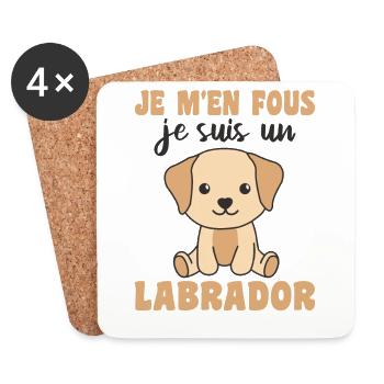 Je m'en fous je suis un labrador - süßer Labrador - Untersetzer (4er-Set) - Weiß - Vorne