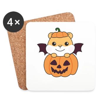 Hamster Happy Halloween Pumpkin Bat Costume - Dessous de verre (lot de 4) - blanc - Devant