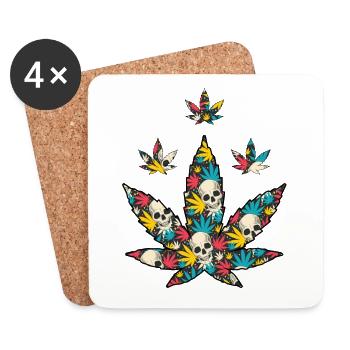 Cannabis Marijuana Weed Fumer - Dessous de verre (lot de 4) - blanc - Devant