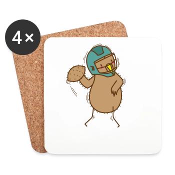 Kiwi joue au football Bird and Fruit - Dessous de verre (lot de 4) - blanc - Devant