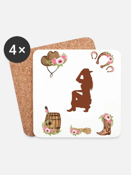 Western Girl - Untersetzer (4er-Set) - Weiß