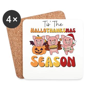 Tis' the Hallothanksmas Season Pig - Coasters (set of 4) - white - Front