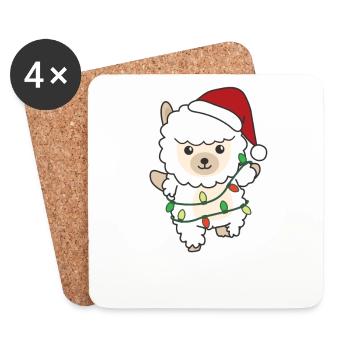 Alpaga Noël Animaux d’hiver Alpagas - Dessous de verre (lot de 4) - blanc - Devant