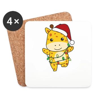 Giraffe Christmas Winter Animals Giraffes - Coasters (set of 4) - white - Front