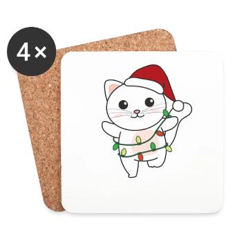 Cat Christmas Winter Animals Cats - Coasters (set of 4) - white - Front