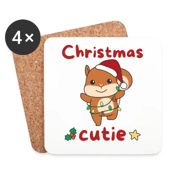 Écureuil Noël Écureuil Noël - Dessous de verre (lot de 4) - blanc - Devant