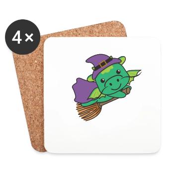 Dragon Halloween Witch Kids Witch Costume - Coasters (set of 4) - white - Front