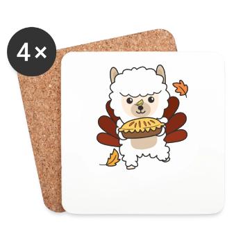 Tenue de Thanksgiving Day Alpaga dinde avec tarte - Dessous de verre (lot de 4) - blanc - Devant