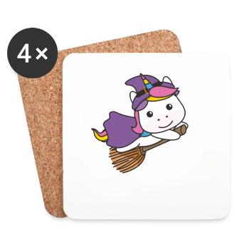 Einhorn Halloween Hexe Kinder Hexen Kostüm - Untersetzer (4er-Set) - Weiß - Vorne