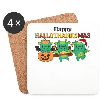 Joyeux Hallothanksmas Dragon de Noël Dragon - Dessous de verre (lot de 4) - blanc - Devant