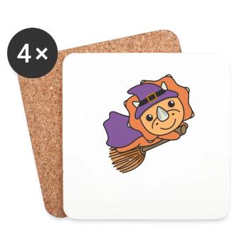 Triceratops Halloween Hexe Kinder Hexen Kostüm - Untersetzer (4er-Set) - Weiß - Vorne