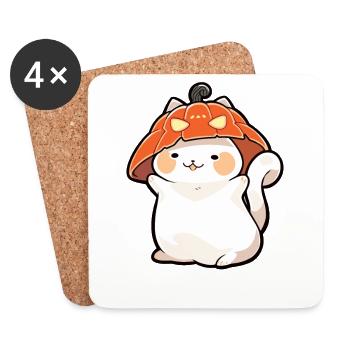 Chat Happy Halloween Costume de Citrouille - Dessous de verre (lot de 4) - blanc - Devant