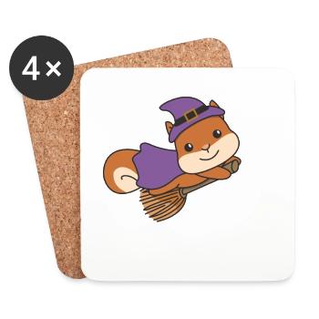 Eichhörnchen Halloween Hexe Kinder Hexen Kostüm - Untersetzer (4er-Set) - Weiß - Vorne
