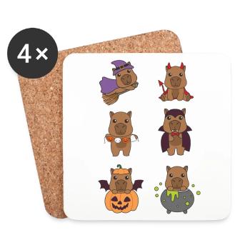 Capybara Halloween Devil Pumpkin Vampire Costume - Dessous de verre (lot de 4) - blanc - Devant