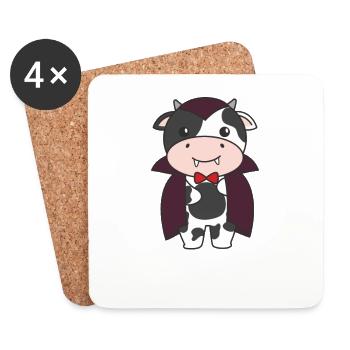 Vache Joyeux Halloween Mignon Costume de Vampire - Dessous de verre (lot de 4) - blanc - Devant
