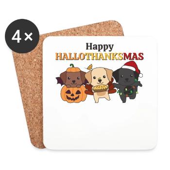 Happy Hallothanksmas Labrador Weihnachts Hunde - Untersetzer (4er-Set) - Weiß - Vorne