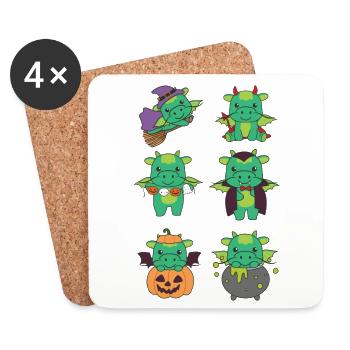 Dragon Halloween Devil Pumpkin Vampire Costume - Coasters (set of 4) - white - Front