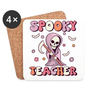 Spooky Teacher Groovy Grim Reaper Vintage - Coasters (set of 4) - white - Front