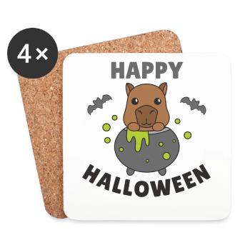 Capybara Happy Halloween Witch’s Cauldron Bat - Dessous de verre (lot de 4) - blanc - Devant