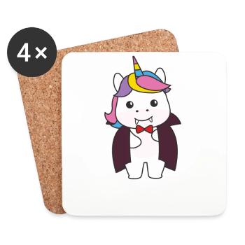 Licorne Joyeux Halloween Mignon Costume de Vampire - Dessous de verre (lot de 4) - blanc - Devant