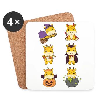 Giraffe Halloween Teufel Kürbis Vampier Kostüm - Untersetzer (4er-Set) - Weiß - Vorne