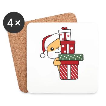 Hamsters Cadeau de Noël Animaux d’hiver Hamsters - Dessous de verre (lot de 4) - blanc - Devant
