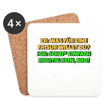 Frisör Meme Friseur Lustige Frisur - Untersetzer (4er-Set) - Weiß - Vorne