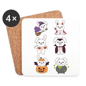 Bunny Halloween Devil Pumpkin Vampire Costume - Dessous de verre (lot de 4) - blanc - Devant