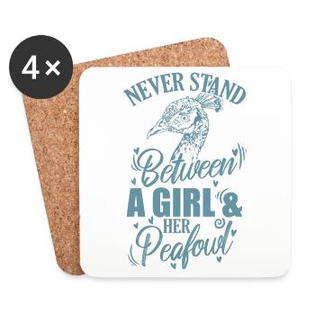 Ne vous tenez jamais entre une fille et son paon - Dessous de verre (lot de 4) - blanc - Devant