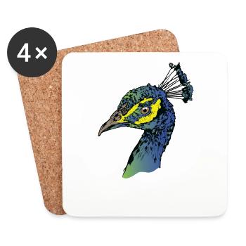 Peacock Bird Colors Animal Zoo - Coasters (set of 4) - white - Front