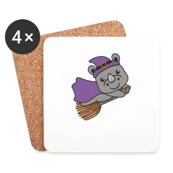 Nashorn Halloween Hexe Kinder Hexen Kostüm - Untersetzer (4er-Set) - Weiß - Vorne