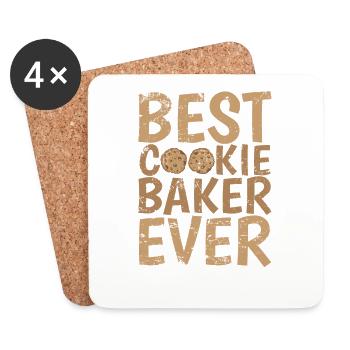 Meilleur gâteau pâtissier Cookie Baker de tous les temps - Dessous de verre (lot de 4) - blanc - Devant