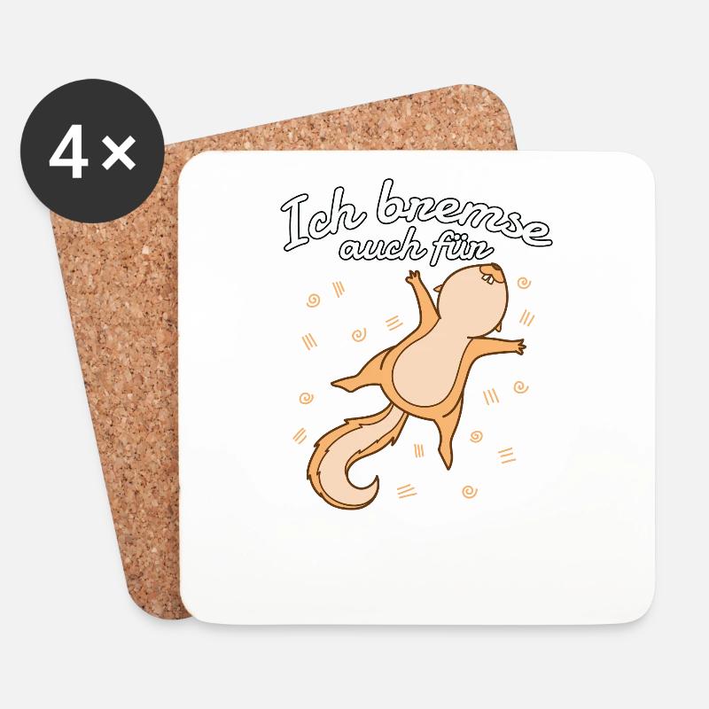 Ich bremse auch für Tiere Eichhörnchen - Untersetzer (4er-Set) - Weiß
